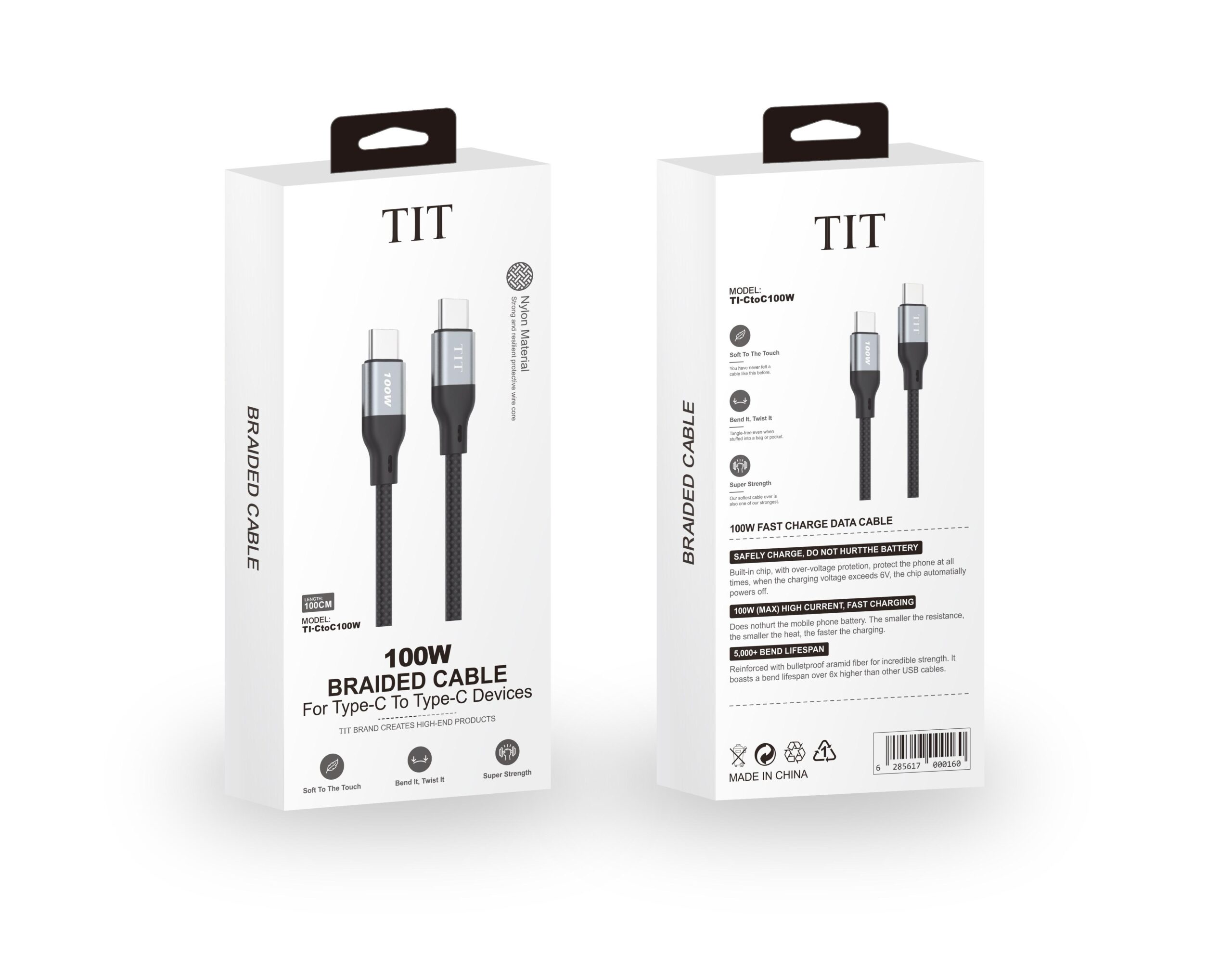 كابل شحن فائق السرعة من TIT موديل (TI-Ctoc100w)