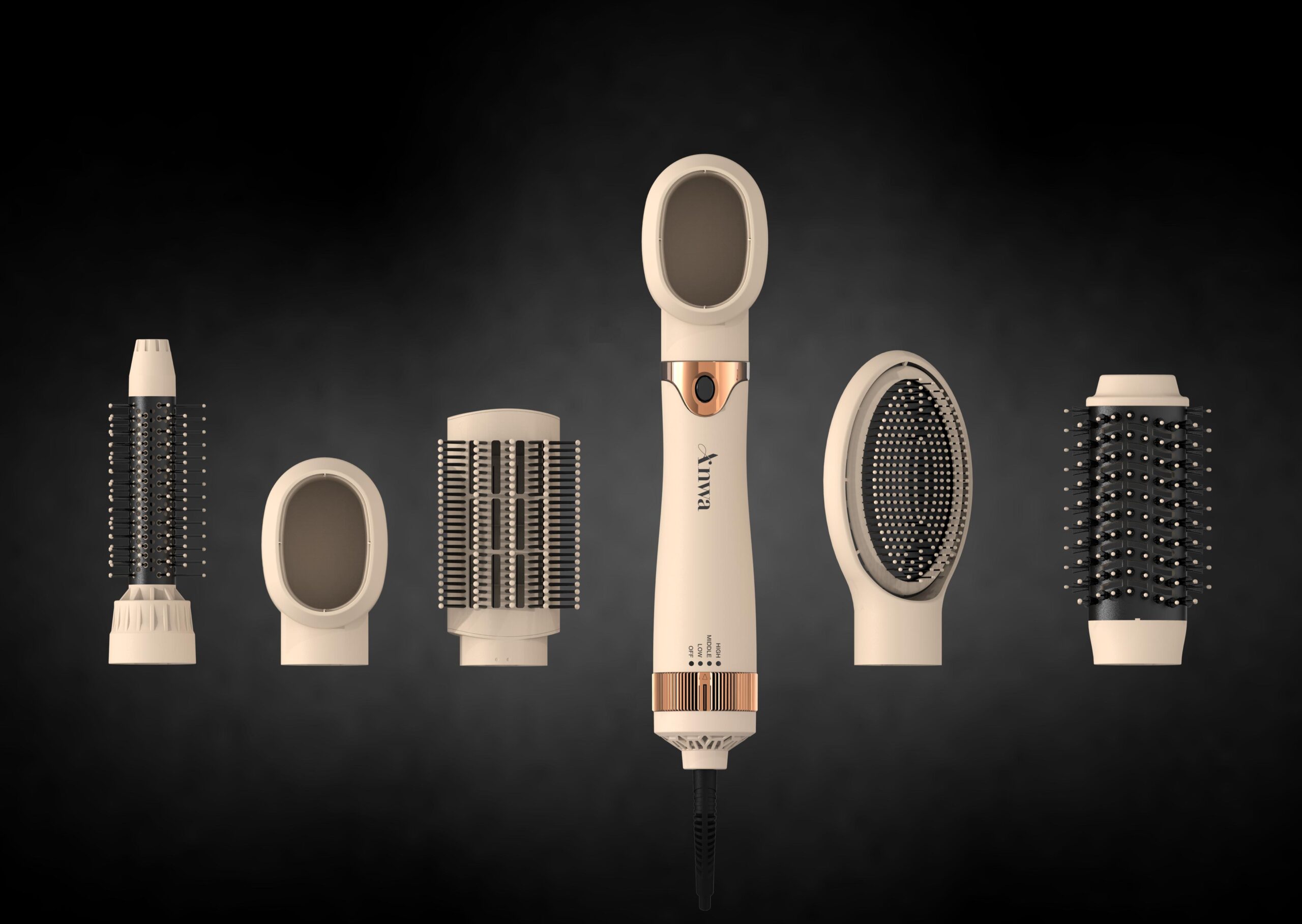 فرشاة مجفف الشعر 5 في 1 من Anwa – موديل HR-213N