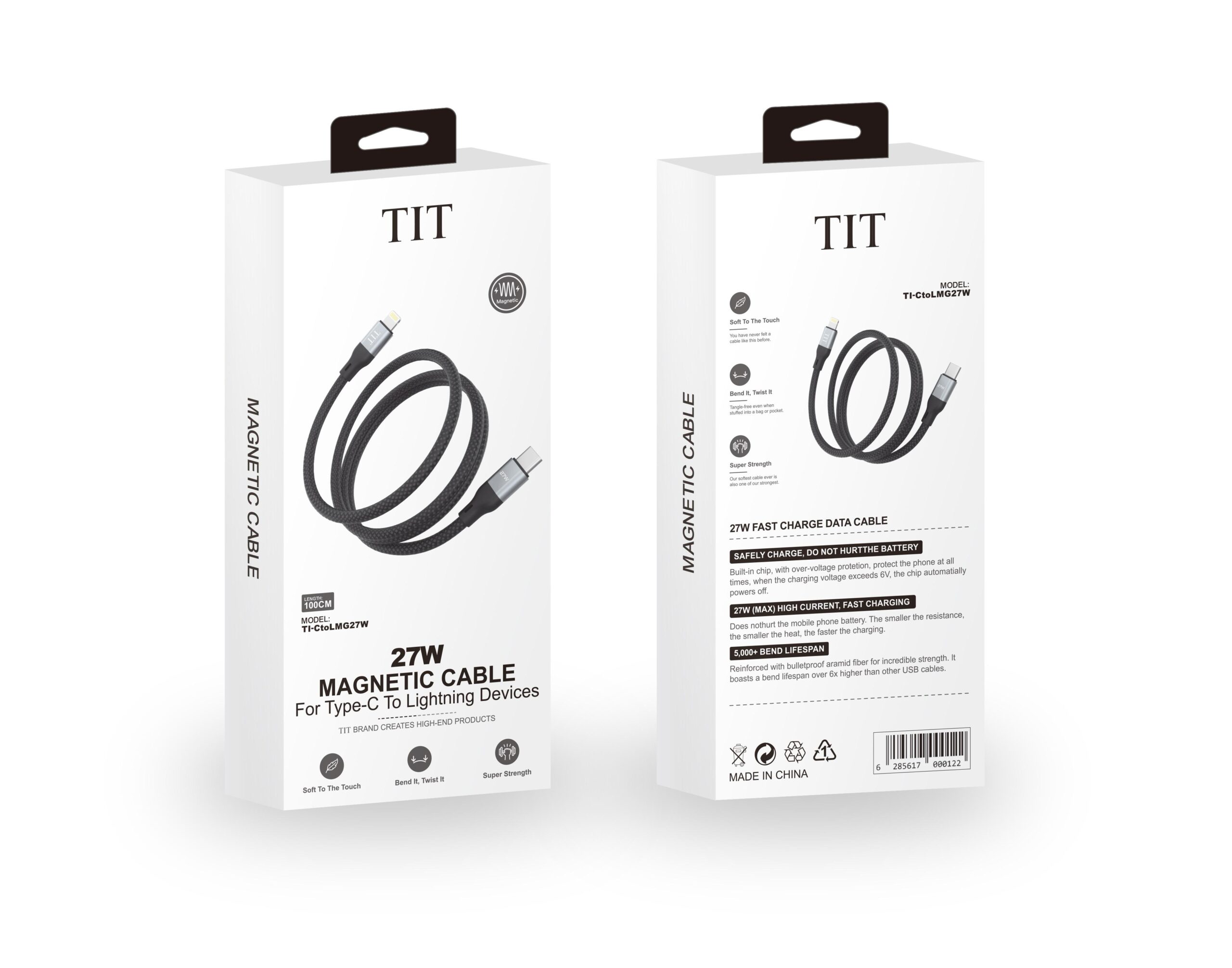 كابل شاحن سريع بقوة27واط من TIT موديل (TI-CtoLMG27W)