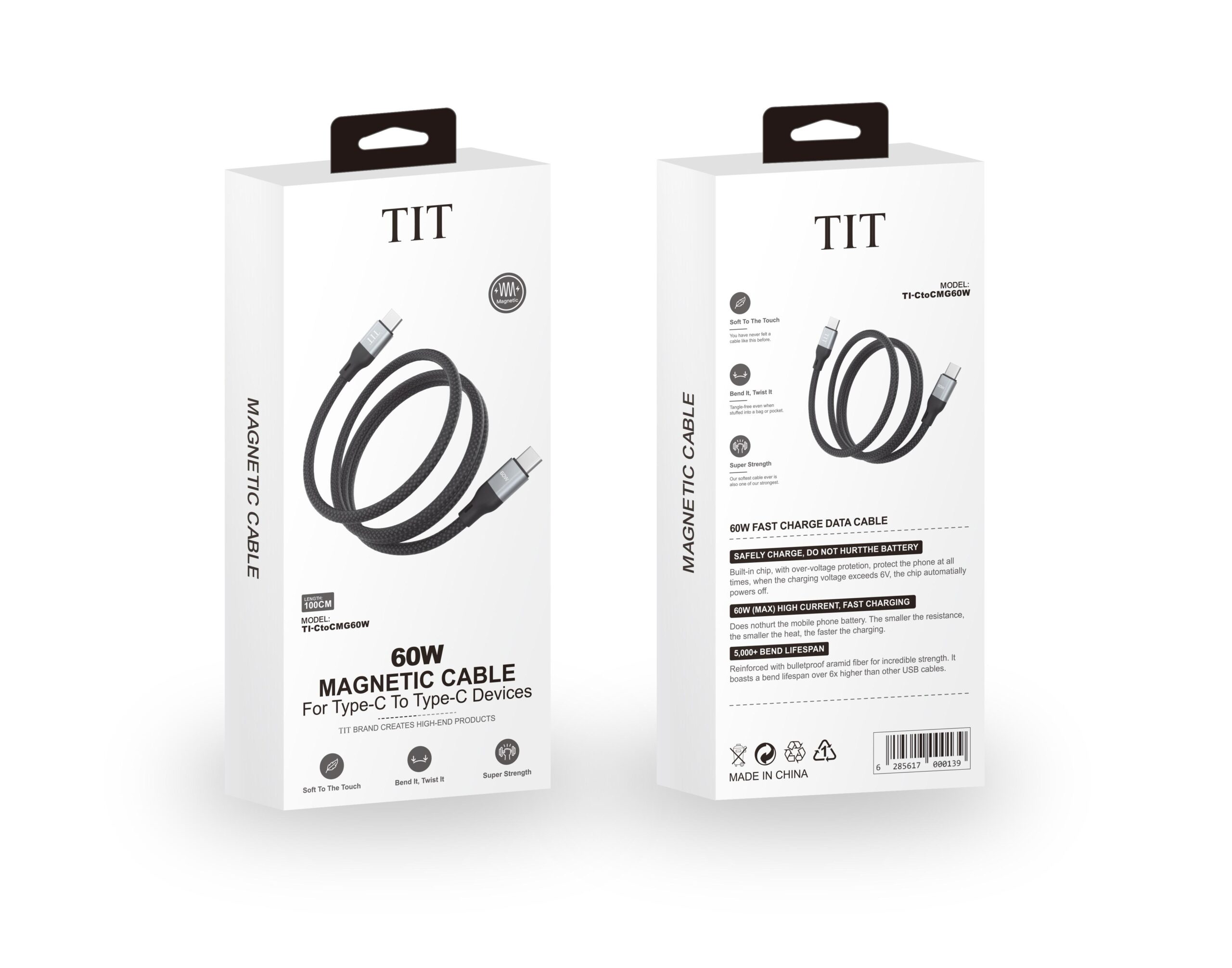 كابل شحن سريع و بقوة 60واط من TIT الموديل (TI-CtoCMG60W)